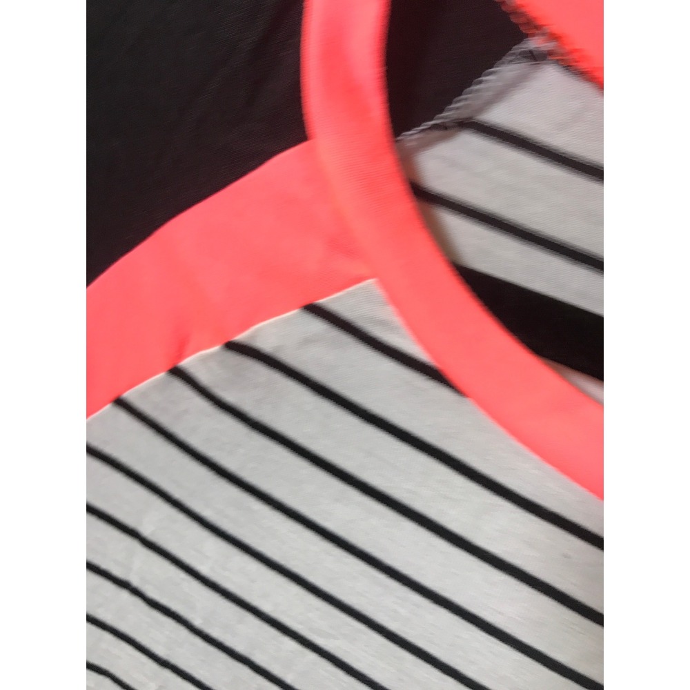 Sew In Love Women's Striped Raglan Baseball Tee Neon Pink Black - Picture 4 of 5